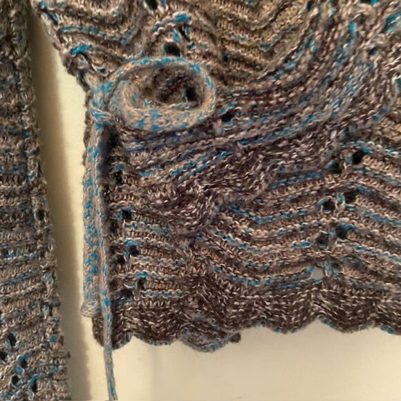 PROMOD - ZIGZAG SWEATER-KNIT SHAWL COLLAR WRAP CARDIGAN - Picture 2 of 5